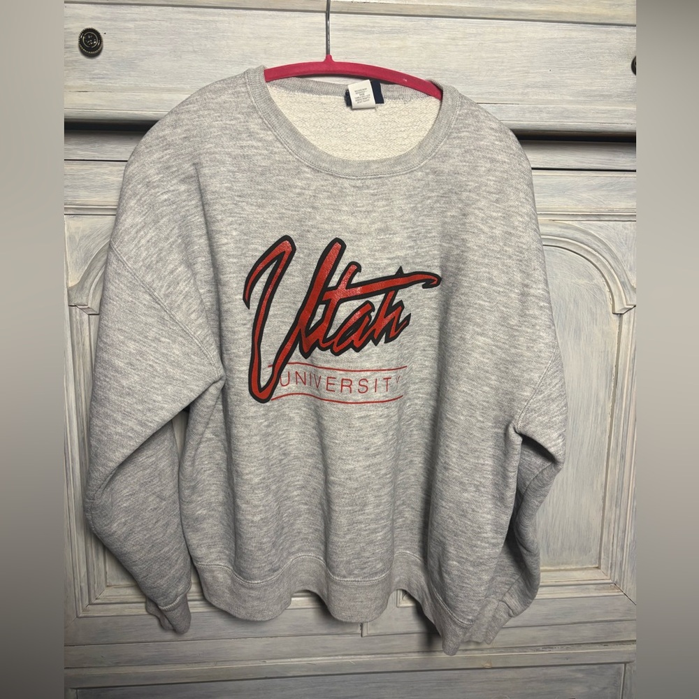 Vintage 90’s Jansport Heather Grey Utah University USA Made Crewneck